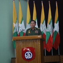 Chairman of State Administration Council Commander-in-Chief of Defence Services Senior General Min Aung Hlaing meets officers, other ranks, families of Magway Station