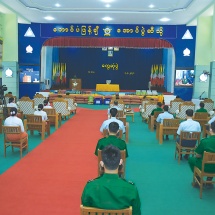 Chairman of the State Administration Council Commander-in-Chief of Defence Services Senior General Min Aung Hlaing meets officers, other ranks and families of Meiktila Station