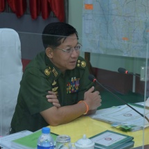 နိုင်ငံတော်စီမံအုပ်ချုပ်ရေးကောင်စီဥက္ကဋ္ဌ၊ တပ်မတော်ကာကွယ်ရေးဦးစီးချုပ် ဗိုလ်ချုပ်မှူးကြီးမင်းအောင်လှိုင် မကွေးတိုင်းဒေသကြီးစီမံအုပ်ချုပ်ရေးကောင်စီ အဖွဲ့ဝင်များနှင့် ဌာနဆိုင်ရာဝန်ထမ်းများအား တွေ့ဆုံအမှာစကားပြောကြား
