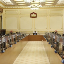Chairman of State Administration Council Commander-in-Chief of Defence Services Senior General Min Aung Hlaing addresses meeting 5/2021 of Management Committee of State Administration Council