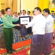 Chairman of State Administration Council Commander-in-Chief of Defence Services Senior General Min Aung Hlaing attends opening ceremony of Yadanabon Hall in Mandalay and inaugurates the facility