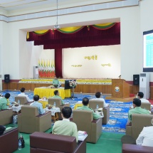 State Administration Council Chairman Commander-in-Chief of Defence Services Senior General Min Aung Hlaing meets members of Mandalay Region Administration Council, departmental staff