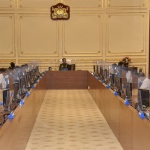 Chairman of State Administration Council Commander-in-Chief of Defence Services Senior General Min Aung Hlaing addresses meeting 7/2021 of Management Committee of State Administration Council