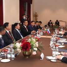Chairman of State Administration Council Commander-in-Chief of Defence Services Senior General Min Aung Hlaing meets Secretary of Security Council of Russian Federation and Director General of Rosoboronexport Company separately
