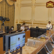 Chairman of Financial Commission Chairman of State Administration Council Prime Minister Senior General Min Aung Hlaing addresses Financial Commission meeting 2/2022