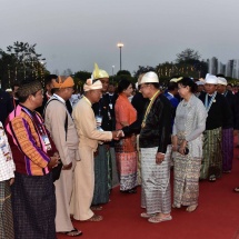 Chairman of State Administration Council Prime Minister Senior General Thadoe Maha Thray Sithu Thadoe Thiri Thudhamma Min Aung Hlaing and wife Daw Kyu Kyu Hla hosts dinner in honour of 76th Anniversary Union Day of the year 2023