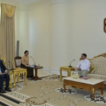 Chairman of State Administration Council Prime Minister Senior General Min Aung Hlaing receives Ambassador of Cambodia to Myanmar H.E. Mr. CHHOUK Bunna
