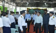 Chairman of State Administration Council Prime Minister Senior General Min Aung Hlaing meets personnel of Locomotive Factory (Insein), Myanma Railways