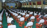Chairman of State Administration Council Commander-in-Chief of Defence Services Senior General Min Aung Hlaing delivers speech to officers, other ranks, families of Pathein Station in South-West Command