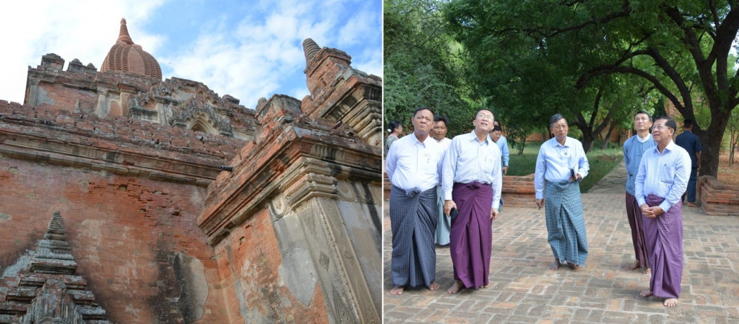 နိုင်ငံတော်စီမံအုပ်ချုပ်ရေးကောင်စီဥက္ကဋ္ဌ နိုင်ငံတော်ဝန်ကြီးချုပ်ဗိုလ်ချုပ်မှူးကြီး မင်းအောင်လှိုင် သဘာဝဘေးအန္တရာယ်ဖြစ်ပေါ်မှုကြောင့် ရေဝင်၊ ရေဝပ်မှုများနှင့် ထိခိုက်ပျက်စီးမှုများ ဖြစ်ပေါ်ခဲ့သည့် ပုဂံရှေးဟောင်းယဉ်ကျေးမှုနယ်မြေအတွင်း ပြုပြင်ထိန်းသိမ်းထားရှိမှု အခြေအနေများအား သွားရောက်ကြည့်ရှုစစ်ဆေး၊ လိုအပ်သည်များ လမ်းညွှန် မှာကြား