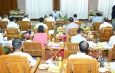 Chairman of State Administration Council Prime Minister Senior General Min Aung Hlaing discusses regional development with local elders from Bagan ancient cultural region