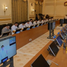 Chairman of State Administration Council Prime Minister Senior General Min Aung Hlaing delivers address to chief ministers of states, regions, chairmen of self-administered zones, divisions