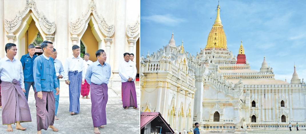 SAC Chairman Prime Minister Senior General Min Aung Hlaing inspects inundated areas and maintenance of damaged parts in natural disasters in Bagan ancient cultural region, gives necessary guidance