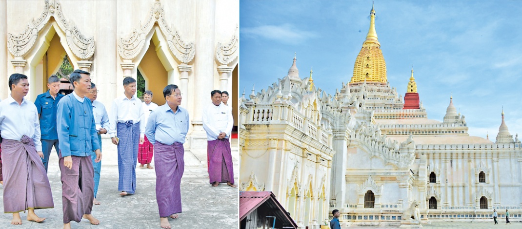 SAC Chairman Prime Minister Senior General Min Aung Hlaing inspects inundated areas and maintenance of damaged parts in natural disasters in Bagan ancient cultural region, gives necessary guidance