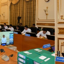 SAC Chairman Prime Minister Senior General Min Aung Hlaing delivers speech at meeting 8/2023 of Economic Committee of the Republic of the Union of Myanmar
