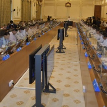 Chairman of State Administration Council Prime Minister Senior General Min Aung Hlaing meets Union ministers, Nay Pyi Taw Council chairman, chief ministers of regions and states, and chairmen of self-administered division and self-administered zones