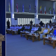 State Administration Council Chairman Commander-in-Chief of Defence Services Senior General Min Aung Hlaing delivers address at Diamond Jubilee Tatmadaw (Navy) Day celebration