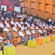 Chairman of State Administration Council Prime Minister Senior GeneralMin  Aung Hlaing attends the ceremony to inaugurate Diamond Jubilee Museum of MRTV and to launch MRTV News Channel and MRTV DTH system in honour of 75th Anniversary Diamond Jubilee of Union Day