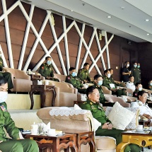 Chairman of State Administration Council Commander-in-Chief of Defence Services Senior General Min Aung Hlaing watches final match of Commander-in-Chief of Defence Services Cup (B-Class) Football Tournament of 2022 Tatmadaw (Army, Navy and Air) Sports Meet