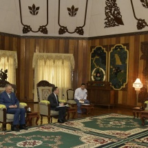 Chairman of State Administration Council Prime Minister Senior General Min Aung Hlaing receives Russian delegation led by Mr. Alexey Evgenievich Likhachev, Director General of ROSATOM State Corporations of the Russian Federation