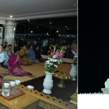 Chairman of State Administration Council Prime Minister Senior General Min Aung Hlaing, wife Daw Kyu Kyu Hla attends opening ceremony to offer first Matho robes to Maravijaya Buddha Image