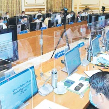 Chairman of State Administration Council Prime Minister Senior General Min Aung Hlaing addresses coordination meeting on the accomplishments of Union government