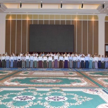 Chairman of State Administration Council Commander-in-Chief of Defence Services Senior General Min Aung Hlaing and wife, families of Tatmadaw (Army, Navy and Air) pay respect to retired senior military officers who attend 77th Anniversary Armed Forces Day