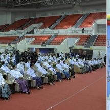 (၁၁)ကြိမ်မြောက် အာဆီယံမသန်စွမ်းသူများ အားကစားပြိုင်ပွဲတွင် မြန်မာနိုင်ငံအနေဖြင့် ပြိုင်ပွဲဝင် ၁၁ နိုင်ငံအနက် အဆင့် ၆ နေရာရရှိခဲ့ဆုတံဆိပ်ရပြိုင်ပွဲဝင်အားကစားသမားများကို နိုင်ငံတော်စီမံအုပ်ချုပ်ရေးကောင်စီဥက္ကဋ္ဌ နိုင်ငံတော်ဝန်ကြီးချုပ် ဗိုလ်ချုပ်မှူးကြီး မင်းအောင်လှိုင် က ဂုဏ်ပြုဆုငွေများချီးမြှင့်