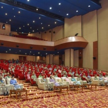 Chairman of State Administration Council Commander-in- Chief of Defence Services Senior General Thadoe Maha Thray Sithu Thadoe Thiri Thudhamma Min Aung Hlaing attends ceremony to award medals and certificates of honor for military gallantry