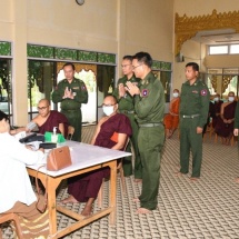 အောင်မြေသာစံမြို့နယ်နှင့် သာစည်မြို့နယ်တို့၌ သံဃာတော်များနှင့် ဒေသခံပြည်သူ များအား  ကျန်းမာရေး စောင့်ရှောက်မှုလုပ်ငန်းများ ဆောင်ရွက်