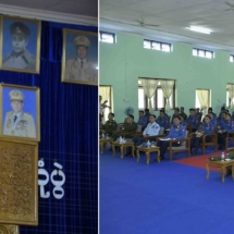 SAC Chairman Commander-in-Chief of Defence Services Senior General Min Aung Hlaing meets officers, other ranks and families of Hainggyikyun station