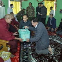 Chairman of State Administration Council Prime Minister Senior General Min Aung Hlaing visits Theravada Buddhist Missionary (Central) School and the Theravada Buddhist Missionary Nunnery in Lahe and make donations in cash and kind