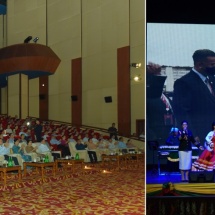 SAC Chairman Commander-in-Chief of Defence Services Senior General Min Aung Hlaing and wife enjoy performances of Myanmar Tatmadaw cultural troupe for Myanmar-Russia goodwill relations and Russian navy orchestra