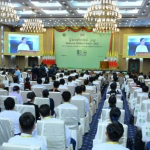 Chairman of State Administration Council Prime Minister Senior General Min Aung Hlaing addresses opening ceremony of Myanmar Rubber Forum 2023
