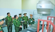 SAC Chairman Commander-in-Chief of Defence Services Senior General Min Aung Hlaing, wife Daw Kyu Kyu Hla visit hospitalized Tatmadaw members who were injured while performing national defense and security duties