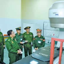 SAC Chairman Commander-in-Chief of Defence Services Senior General Min Aung Hlaing, wife Daw Kyu Kyu Hla visit hospitalized Tatmadaw members who were injured while performing national defense and security duties