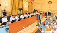 Chairman of State Administration Council Prime Minister Senior General Min  Aung Hlaing addresses Union government meeting 7/2023