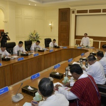 Chairman of State Administration Council Prime Minister Senior General Min Aung Hlaing addresses SAC meeting 2/2023