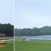Chairman of State Administration Council Commander-in-Chief of Defence Services Senior General Thadoe Maha Thray Sithu Thadoe Thiri Thudhamma Min Aung Hlaing addresses Passing-out Parade of the 65th Intake of Defense Services Academy