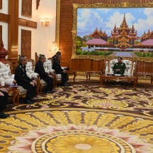Chairman of State Administration Council Commander-in-Chief of Defence Services Senior General Min Aung Hlaing receives delegation led by Director of Directorate of Joint Operations of Royal Thai Armed Forces