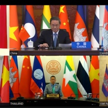 နိုင်ငံတော်စီမံအုပ်ချုပ်ရေးကောင်စီဥက္ကဋ္ဌ နိုင်ငံတော်ဝန်ကြီးချုပ်ဗိုလ်ချုပ်မှူးကြီး မင်းအောင်လှိုင် (၄) ကြိမ်မြောက် မဲခေါင်-လန်ချန်း ပူးပေါင်းဆောင်ရွက်မှု နိုင်ငံ့ခေါင်းဆောင်များ အစည်းအဝေးသို့ ဗွီဒီယိုကွန်ဖရင့်ဖြင့် ပါဝင်တက်ရောက် ဆွေးနွေး