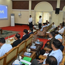 Chairman of State Administration Council Prime Minister Senior General Min Aung Hlaing discusses urban development of Hlaing Tha Ya with officials