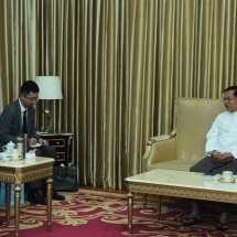 Chairman of State Administration Council Prime Minister Senior General Min Aung Hlaing receives Vice Minister of Foreign Affairs of China