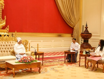 Chairman of State Administration Council Prime Minister Senior General Min Aung Hlaing accepts Credentials of Ambassador of Arab Republic of Egypt to Myanmar