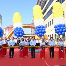 Chairman of State Administration Council Prime Minister Senior General Min Aung Hlaing attends ceremony to inaugurate new seven-storey building of Yangon General Hospital, Ministry of Health in honour of the 77th Anniversary Union Day