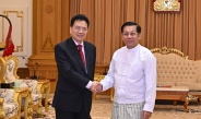 Chairman of State Administration Council Prime Minister Senior General Min Aung Hlaing receives H.E. Mr. Deng Xijun, Special Envoy for Asian Affairs of Ministry of Foreign Affairs of People’s Republic of China