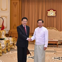 Chairman of State Administration Council Prime Minister Senior General Min Aung Hlaing receives H.E. Mr. Deng Xijun, Special Envoy for Asian Affairs of Ministry of Foreign Affairs of People’s Republic of China