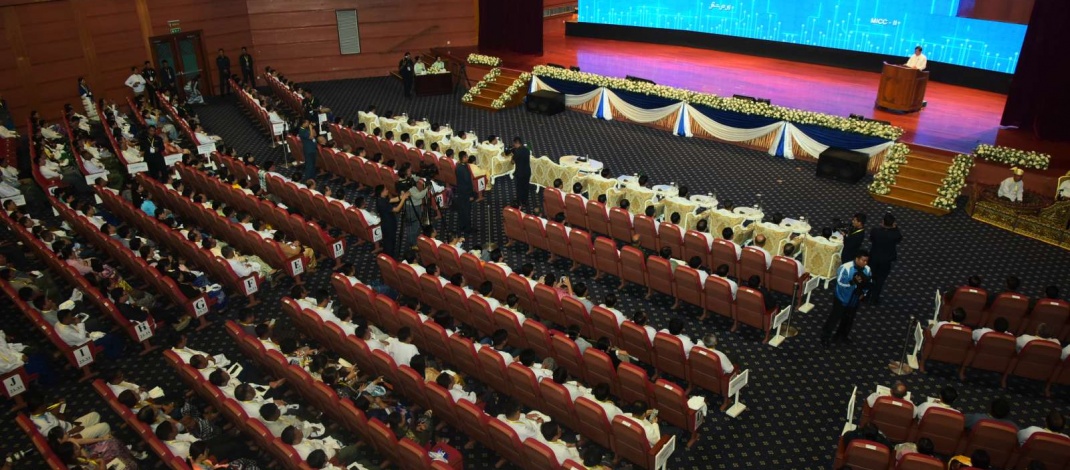 Chairman of State Administration Council Prime Minister Senior General Min Aung Hlaing addresses silver jubilee of Myanmar Computer Federation and computer associations