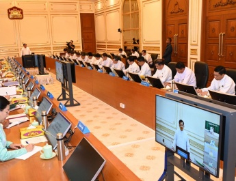 Chairman of State Administration Council Prime Minister Senior General Min Aung Hlaing addresses Union government meeting 4/2024