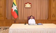 Chairman of State Administration Council Prime Minister Senior General Min Aung Hlaing holds talks with Cambodian Upper House Speaker Samdech Akka Moha Sena Padei Techo HUN SEN through video conferencing